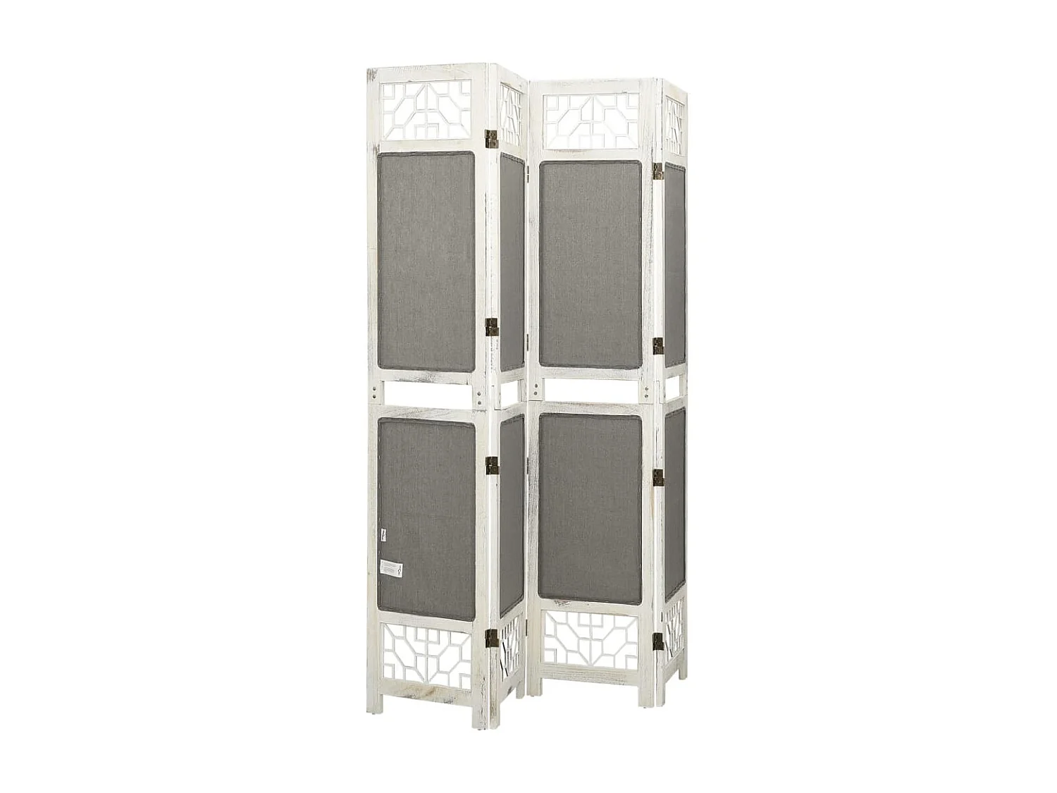 338555 4-Panel Room Divider Grey 140x165 Fabric