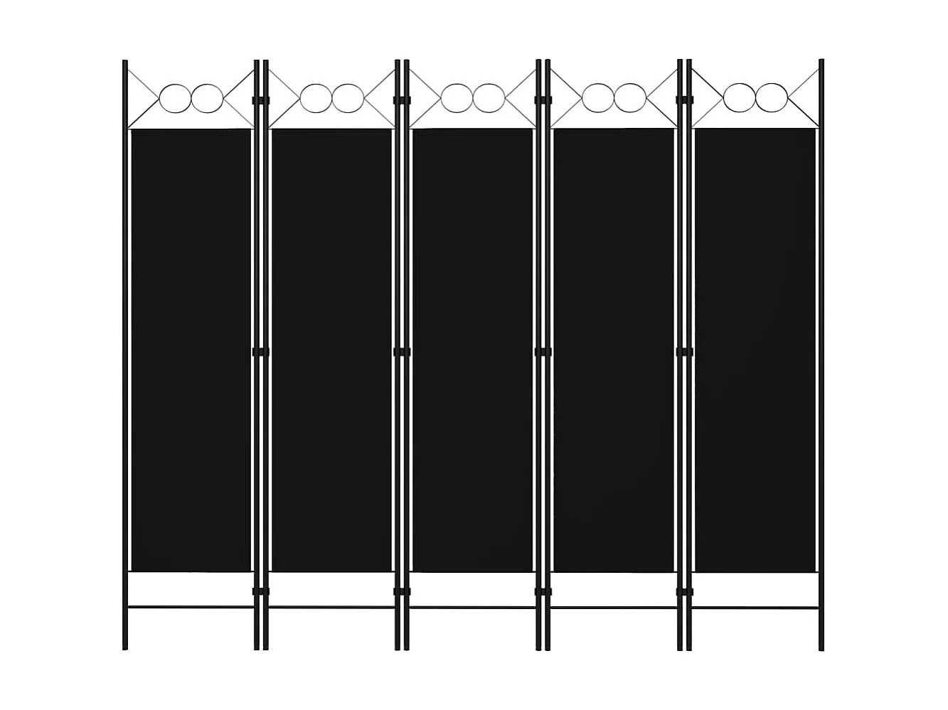 Cloison de séparation 5 panneaux Noir 200x180