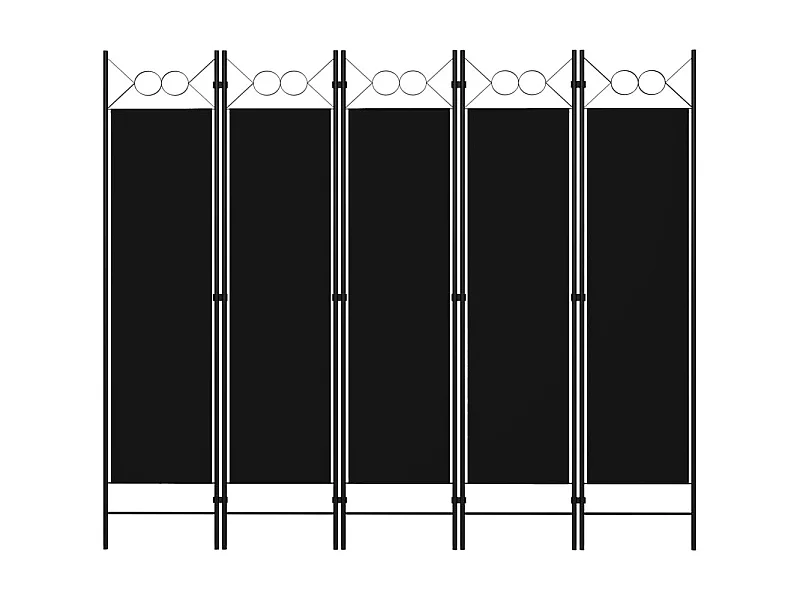 Cloison de séparation 5 panneaux Noir 200x180