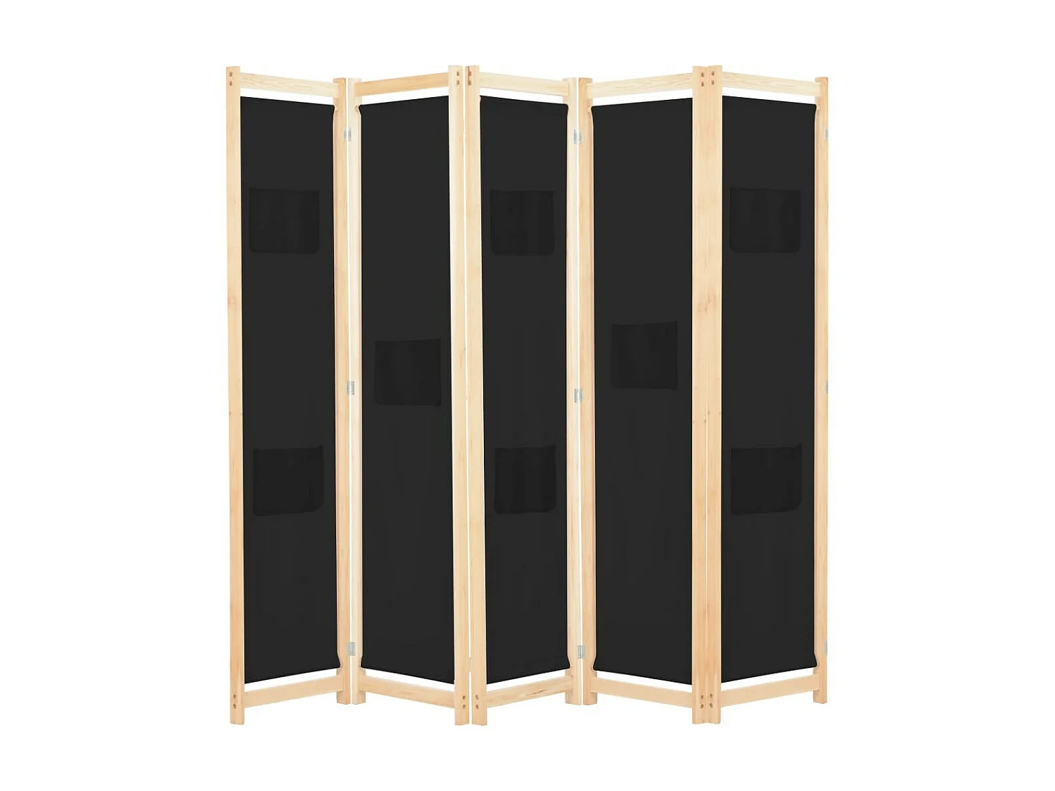 Cloison de séparation 5 panneaux Noir 200 x 170x4 Tissu