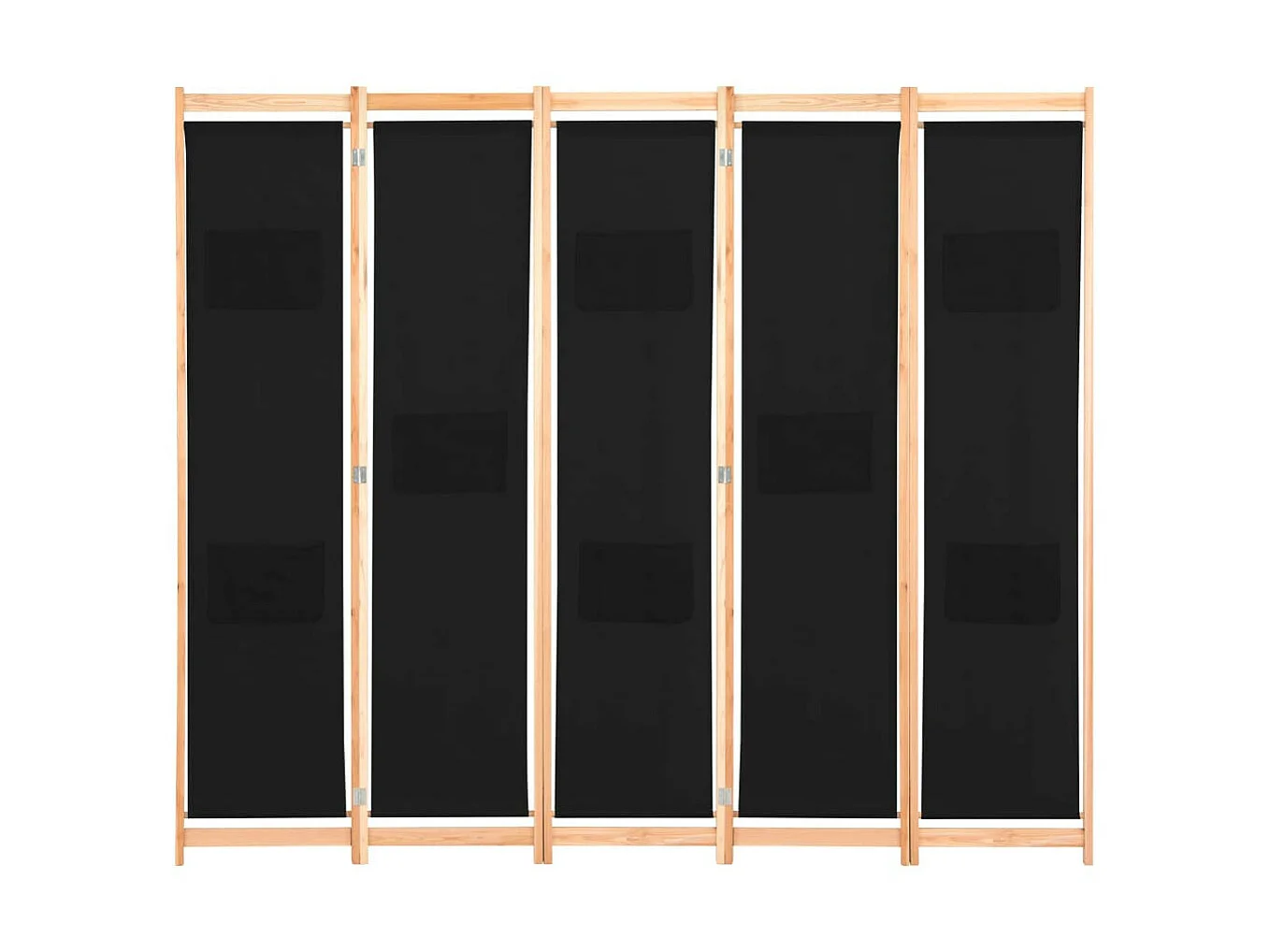 Cloison de séparation 5 panneaux Noir 200 x 170x4 Tissu