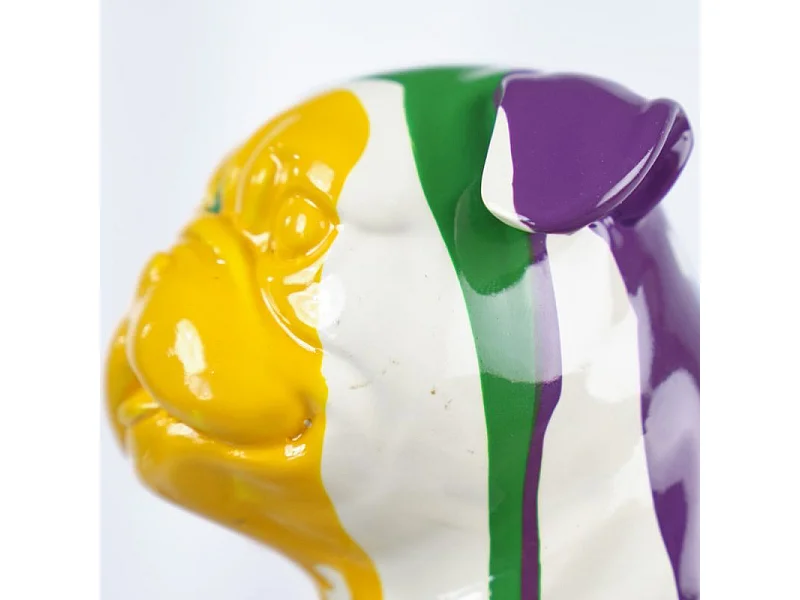 Statue chien carlin assis avec coulure multicolore H18 cm - CARL DRIPS