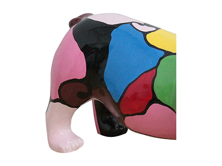 Sculpture chien bulldog taches multicolores résine - SPIKE BULLDOG