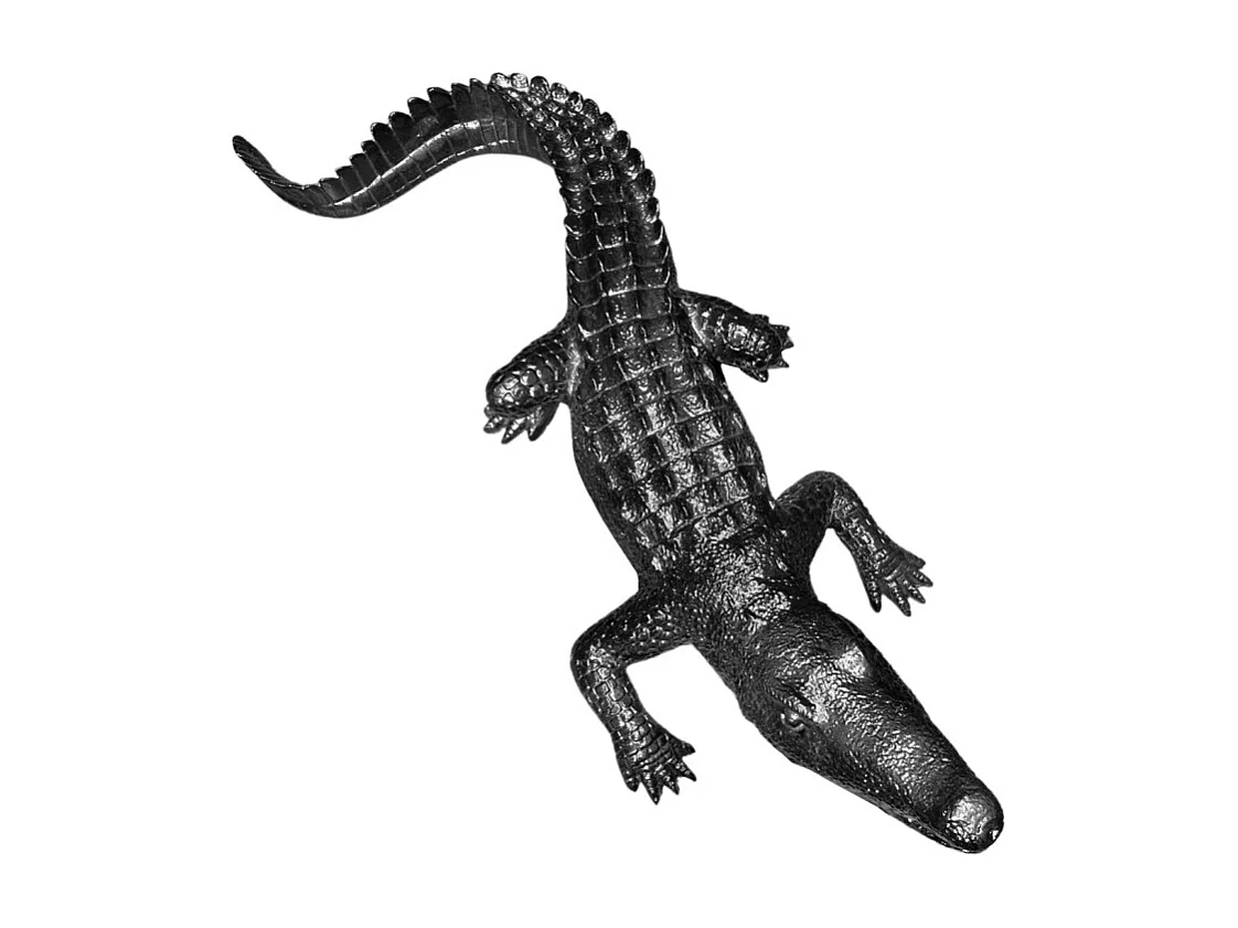 Statue crocodile avec gueule ouverte gris anthracite L69 cm - CROCO