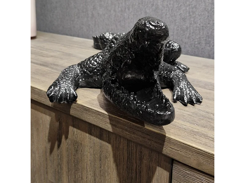 Statue crocodile avec gueule ouverte gris anthracite L69 cm - CROCO