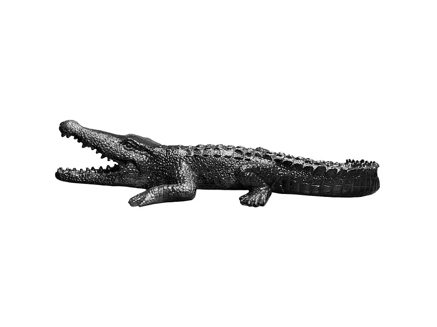 Statue crocodile avec gueule ouverte gris anthracite L69 cm - CROCO