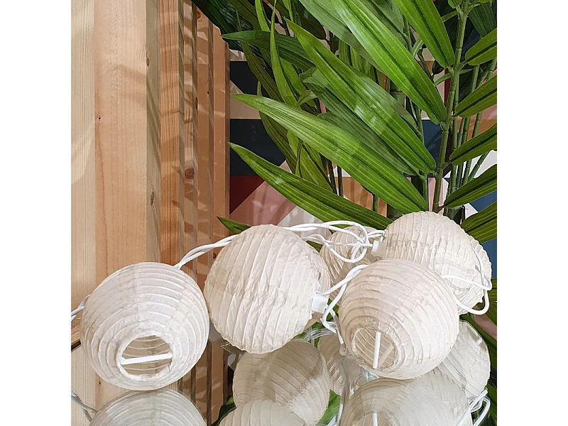 Lot de 4 guirlandes lumineuses grises en boules de papier 3.10 m