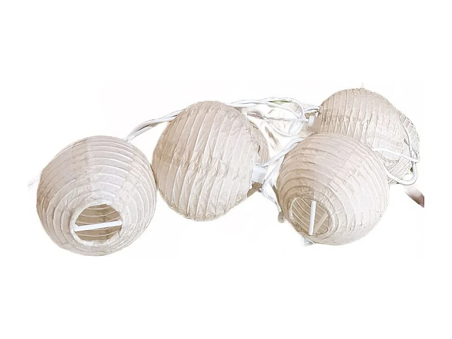 Lot de 4 guirlandes lumineuses grises en boules de papier 3.10 m