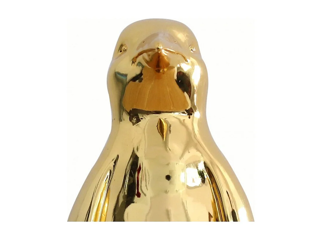 Statue pingouin en résine avec peinture chrome doré H30 cm - ROOKIE 03