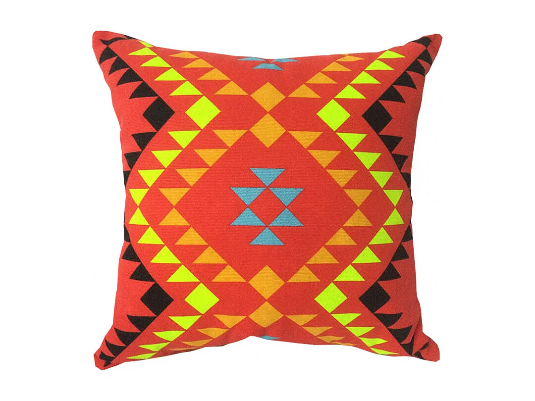 Lot de 2 coussins carrés au motif tribal rouge 45 x 45 cm - TRIBE