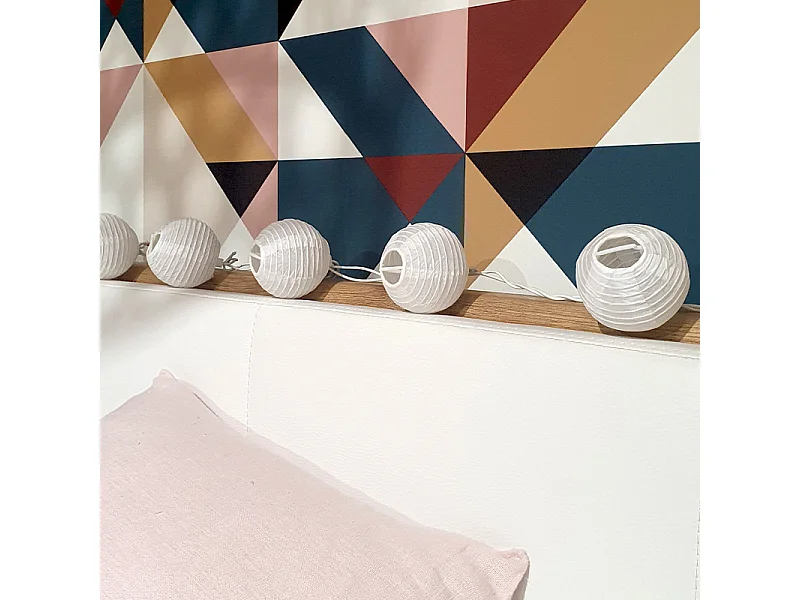 Guirlande lumineuse blanche boules en papier 3,10 m