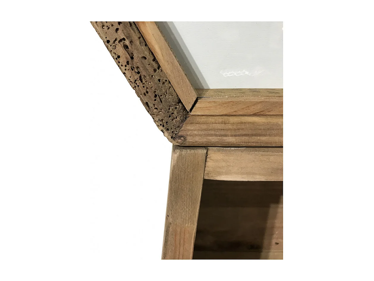 Horloge hexagonale H. 60 cm en bois de pin recyclé 2 niches - CHALET