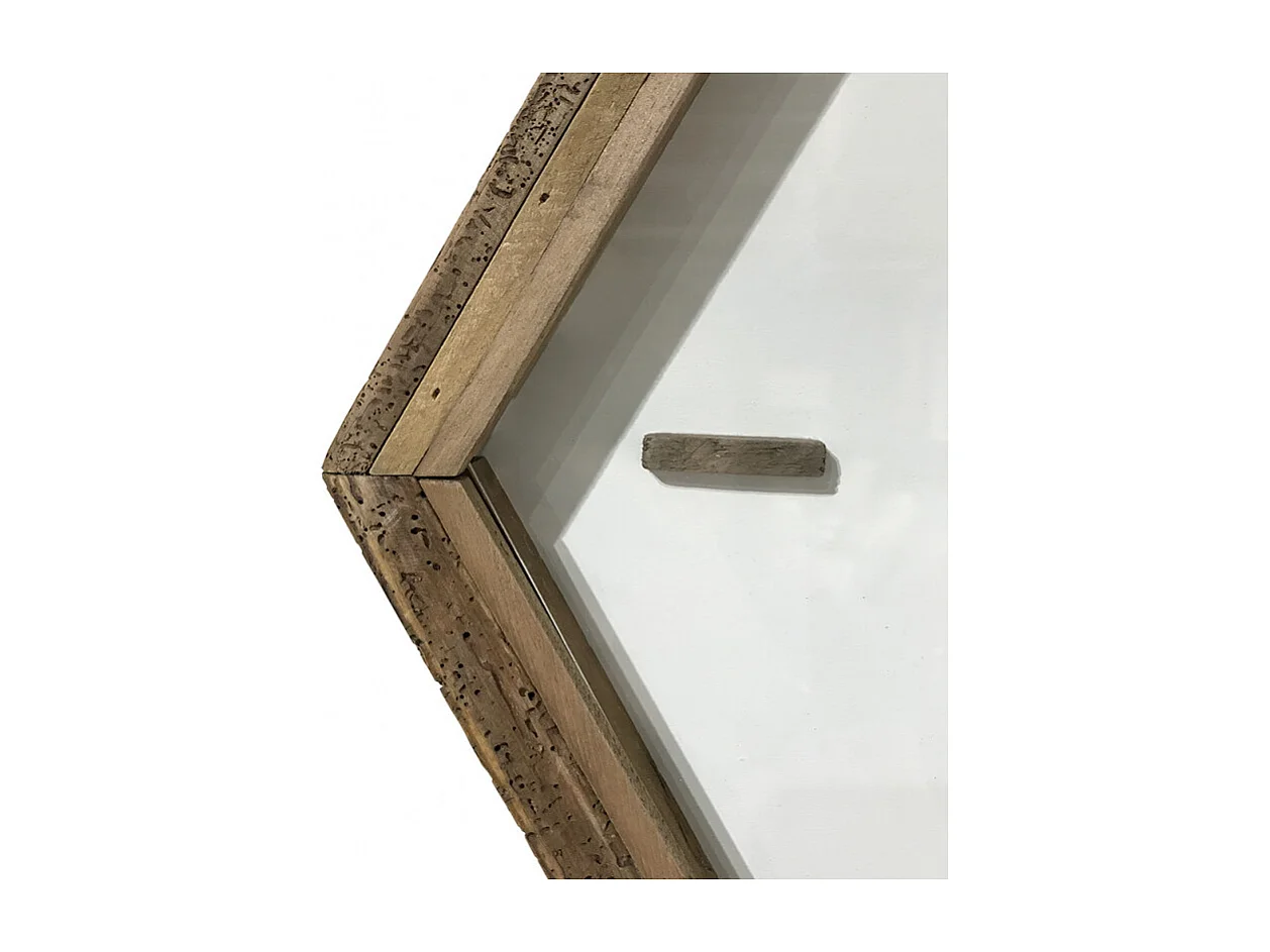 Horloge hexagonale H. 60 cm en bois de pin recyclé 2 niches - CHALET