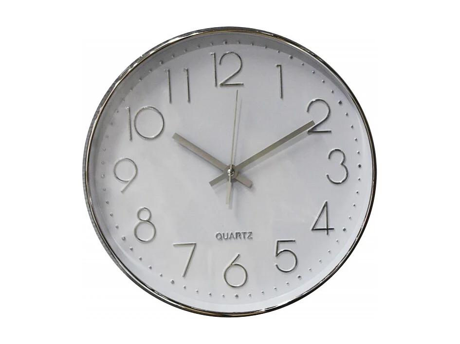 Horloge murale ronde 30 cm blanc et métal chromé - CLOCK