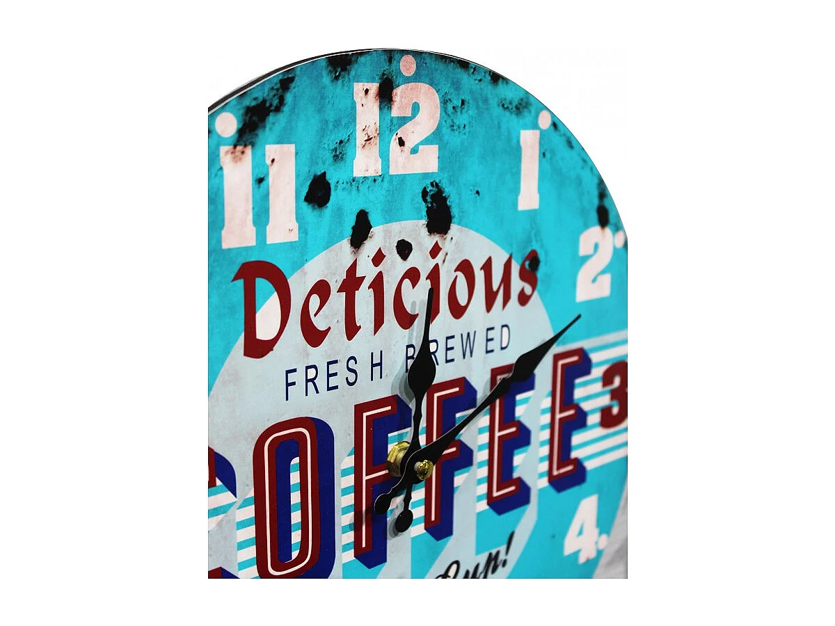 Horloge murale ronde 30 cm vintage bistro bleu - COFFEE