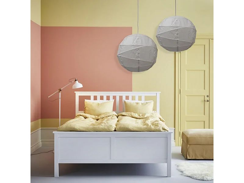 Lot de 4 lampions rond en papier de couleur gris et diamètre de 40 cm