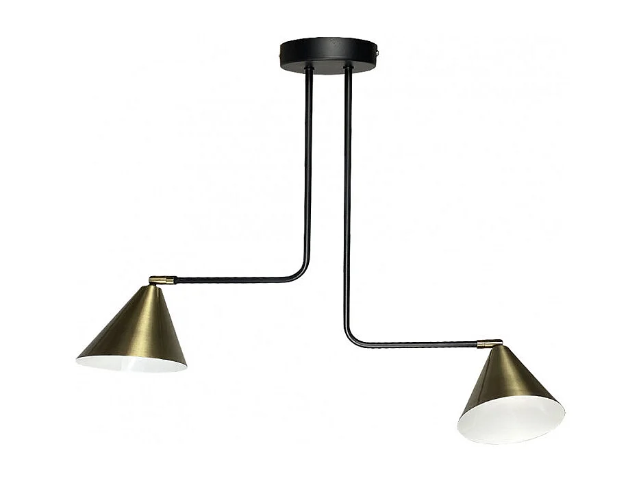 Suspension double asymétrique métal noir et doré - BORJA 0603