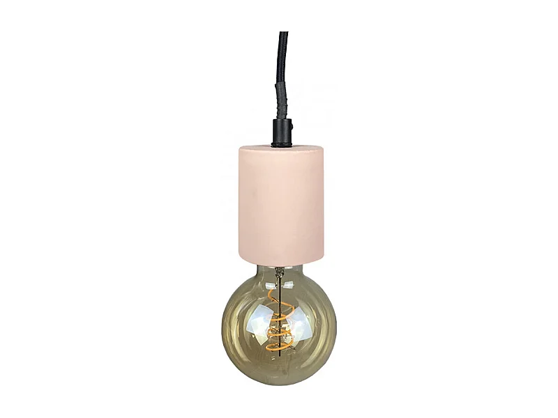 Suspension lumineuse ajustable en béton rose pastel - CALO 5706