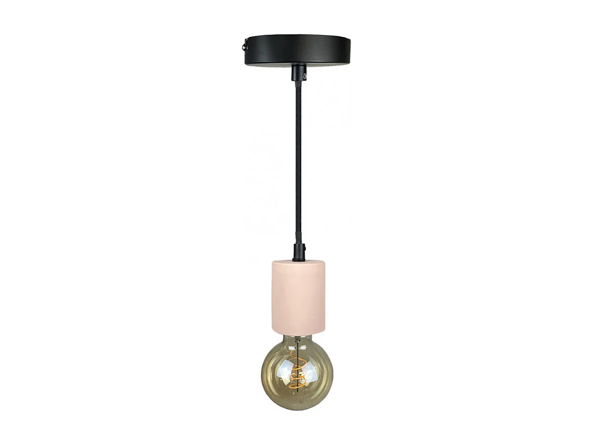 Suspension lumineuse ajustable en béton rose pastel - CALO 5706