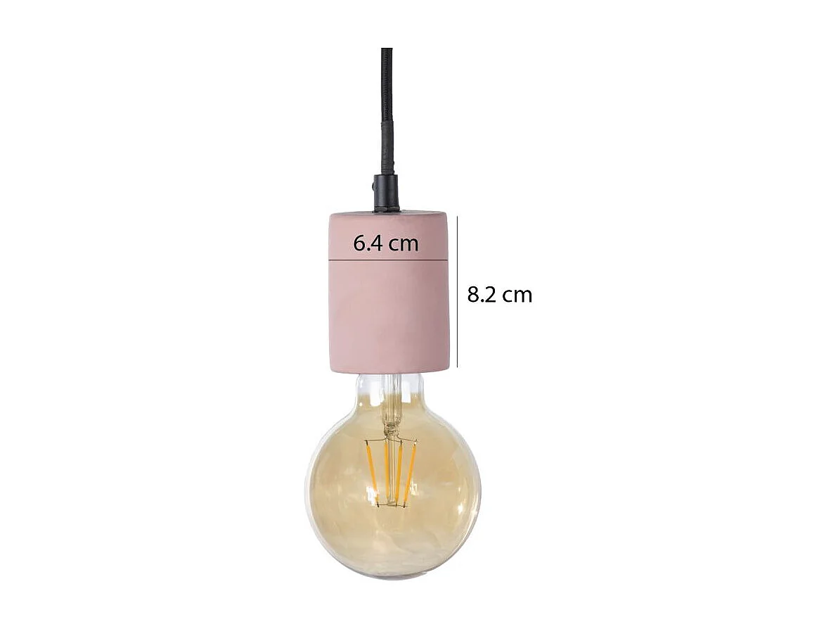 Suspension lumineuse ajustable en béton rose pastel - CALO 5706