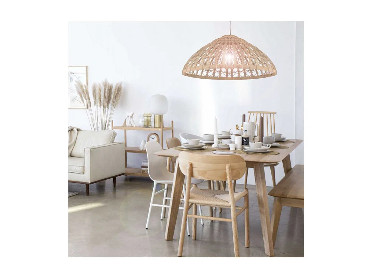 Suspension ronde en bambou style bord de mer D. 80 cm - TULUM