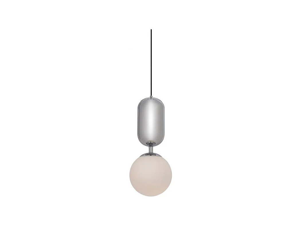 Suspension boule en verre opaque et métal chromé - GLOBE CHROME