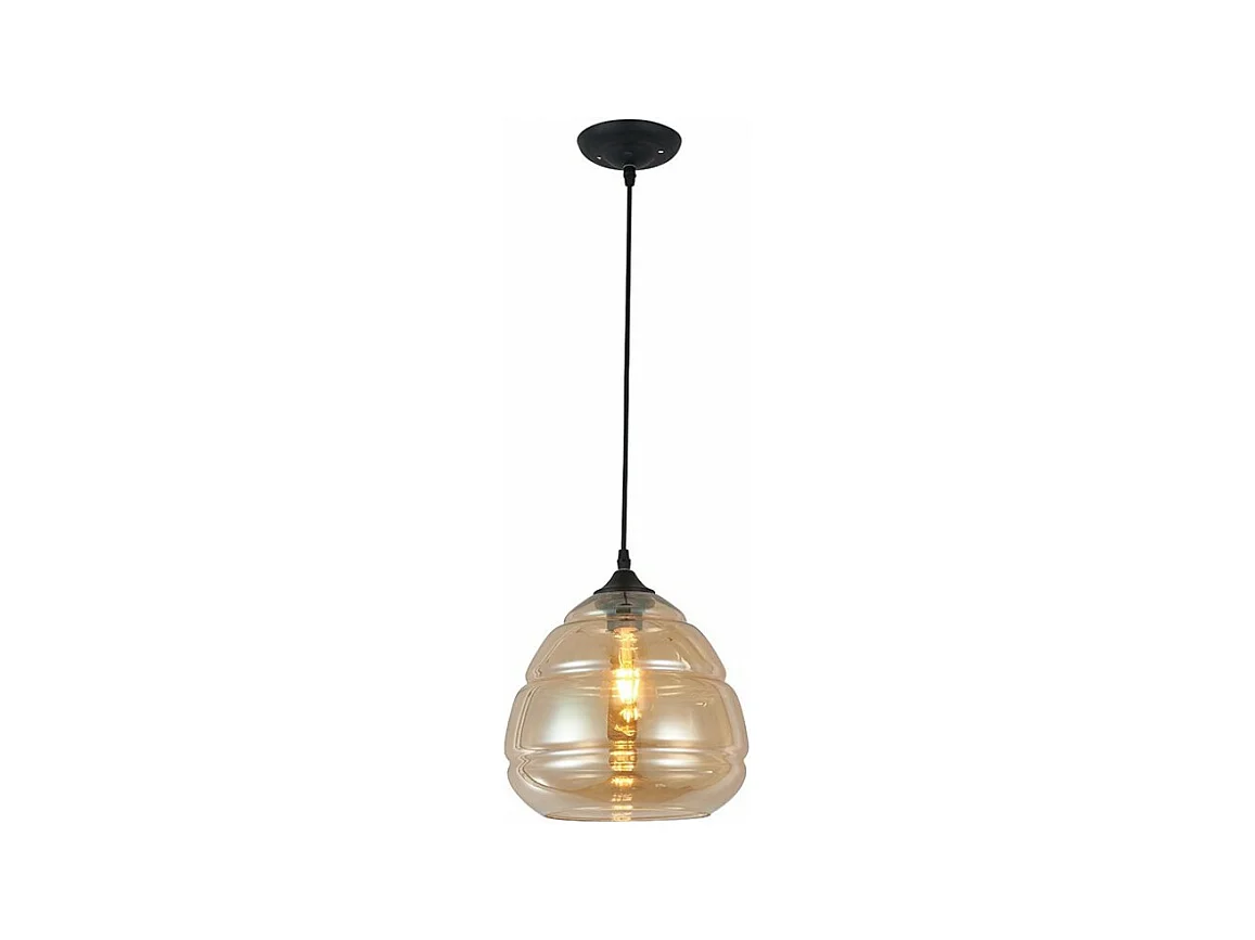 Suspension D. 28 cm en verre fumé vintage - VALO AMBRE