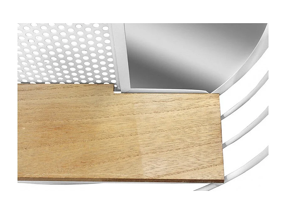 Etagère murale ronde en métal blanc avec miroir et tablette - LUNE