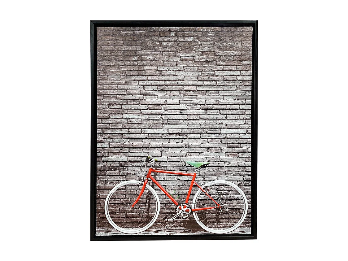 Tableau imprimé vélo rouge sur cadre en bois noir 30x40 cm - BIKE