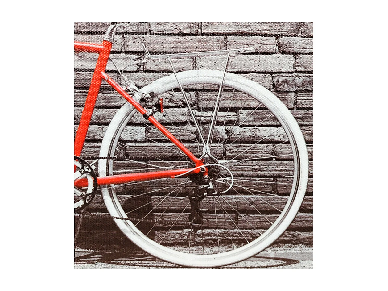 Tableau imprimé vélo rouge sur cadre en bois noir 30x40 cm - BIKE