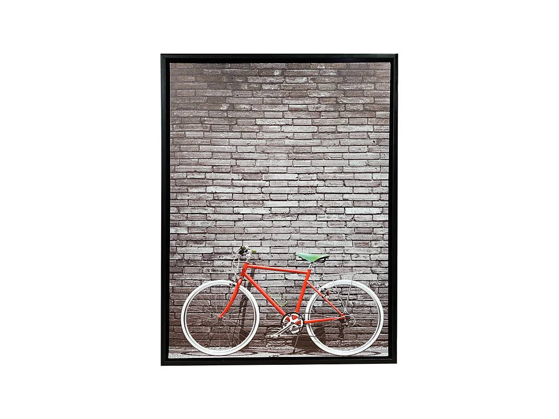 Tableau imprimé vélo rouge sur cadre en bois noir 30x40 cm - BIKE
