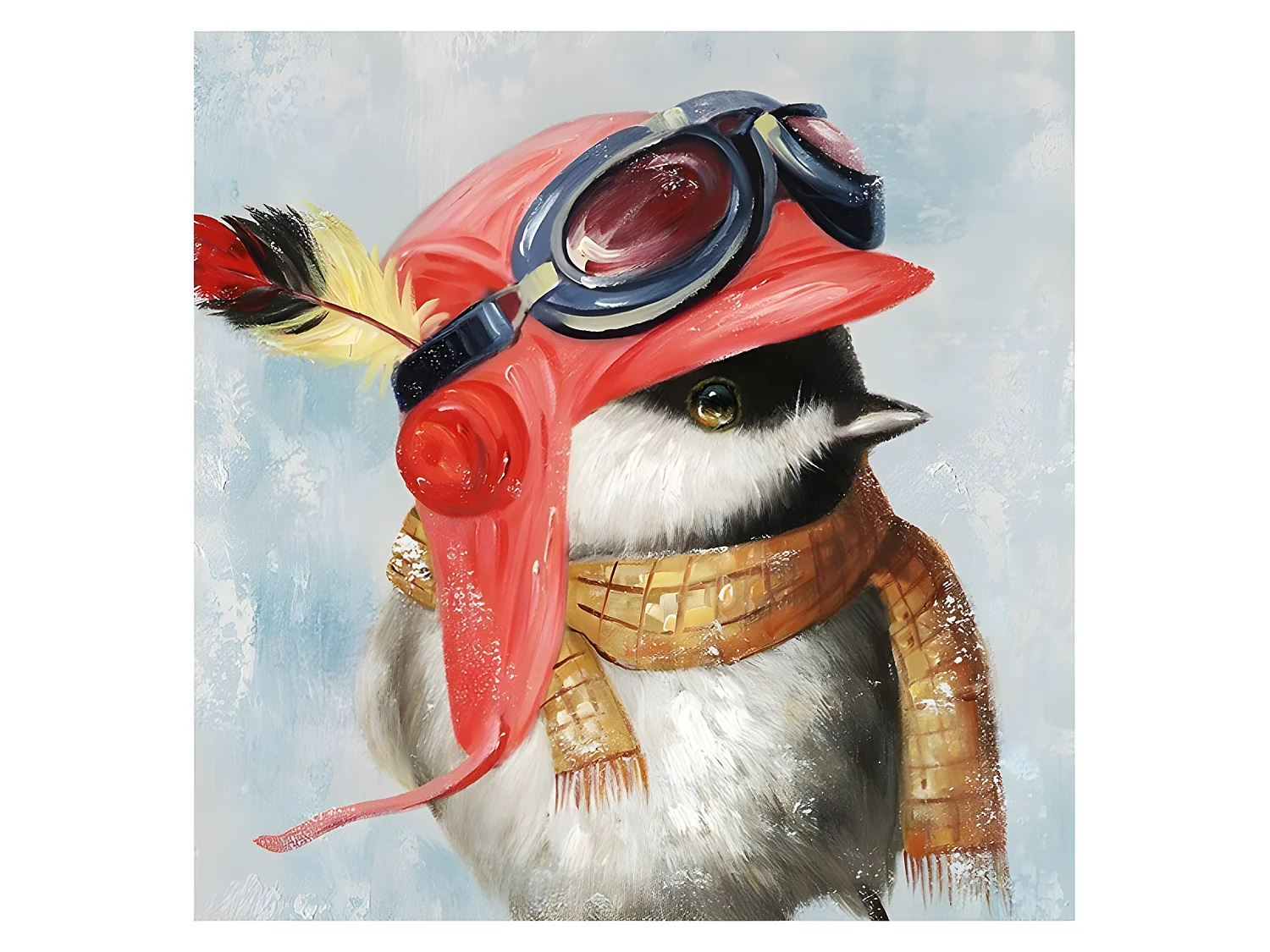 Peinture sur toile moineau aviateur - Piaf