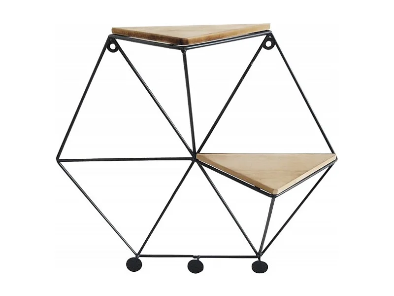 Etagère murale géométrique 2 plateaux 3 patères métal - EXA