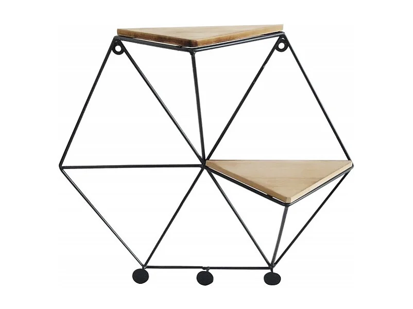 Etagère murale géométrique 2 plateaux 3 patères métal - EXA