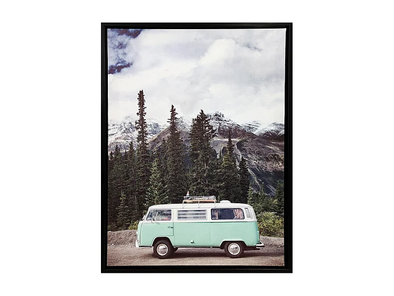 Tableau imprimé combi vert sur cadre en bois noir 30x40 cm - WILD