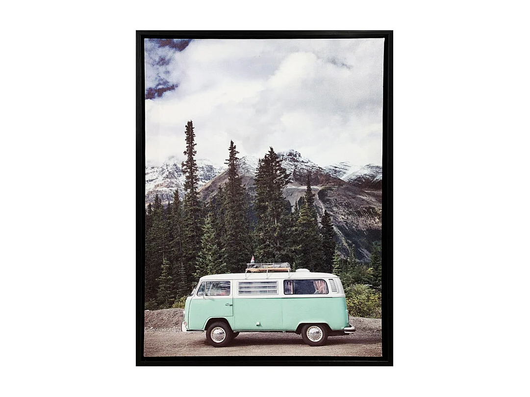 Tableau imprimé combi vert sur cadre en bois noir 30x40 cm - WILD