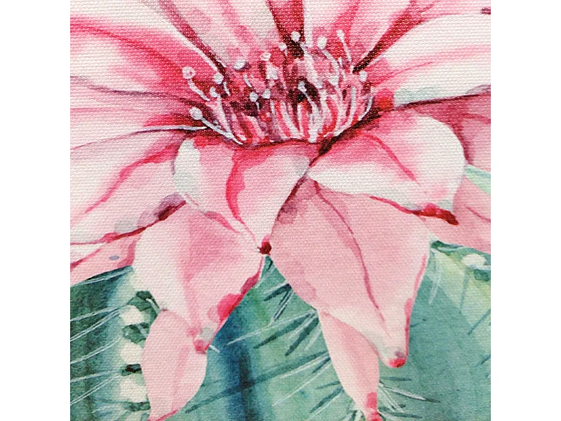 Tableau dessin fleur rose sur cadre en bois noir 40x40 cm - FLOWER