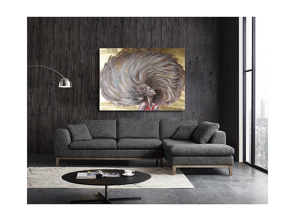 Tableau peinture femme cheveux au vent 120 x 90 cm - WEELNESS