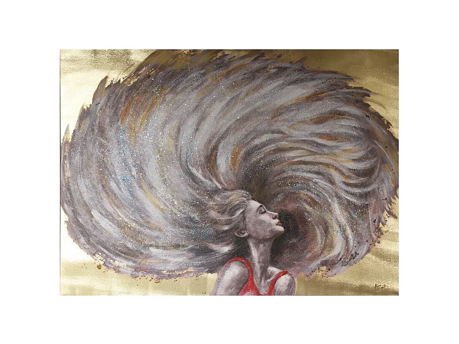 Tableau peinture femme cheveux au vent 120 x 90 cm - WEELNESS