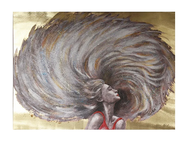 Tableau peinture femme cheveux au vent 120 x 90 cm - WEELNESS