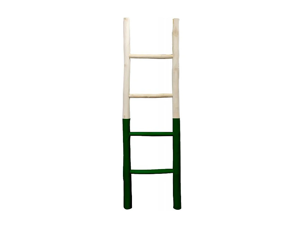 Echelle décorative en bois exotique blanchi et vert foncé - SCALA