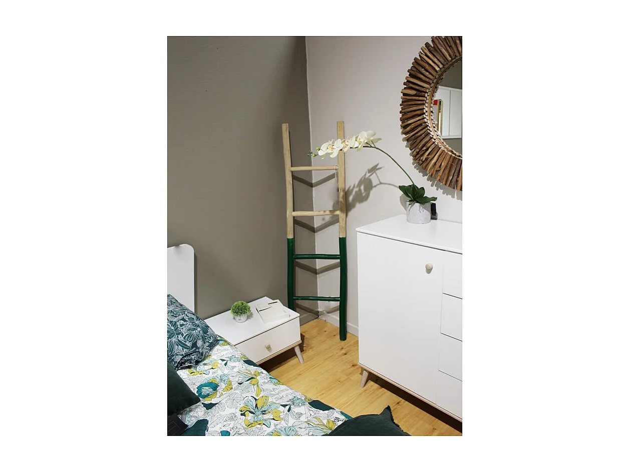 Echelle décorative en bois exotique blanchi et vert foncé - SCALA