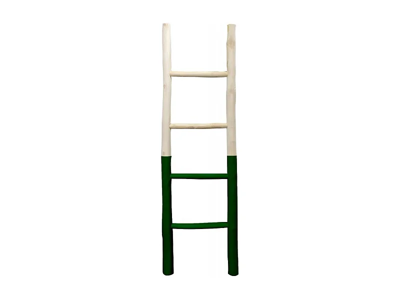 Echelle décorative en bois exotique blanchi et vert foncé - SCALA
