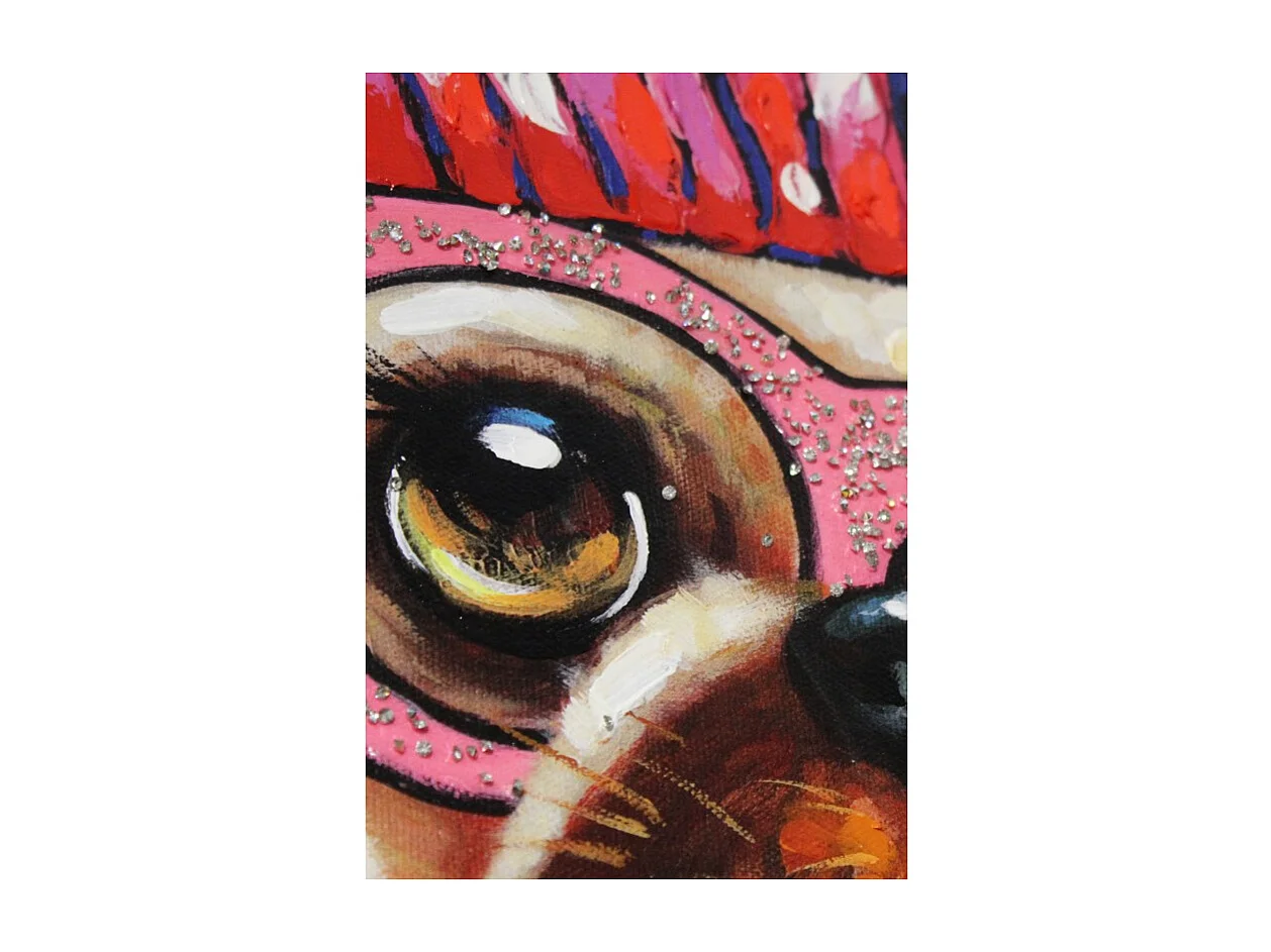 Tableau peinture chien à lunettes 70 x 70 cm - LOULOU DOG