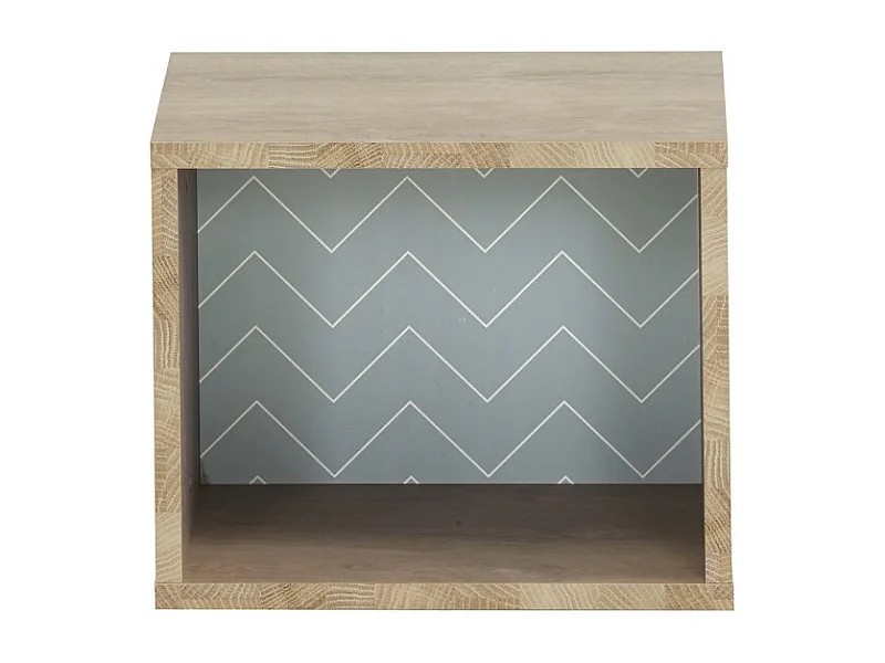 Etagère cube murale réversible décor bois blanc ou bleu - SIDOINE
