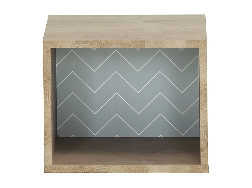 Etagère cube murale réversible décor bois blanc ou bleu - SIDOINE