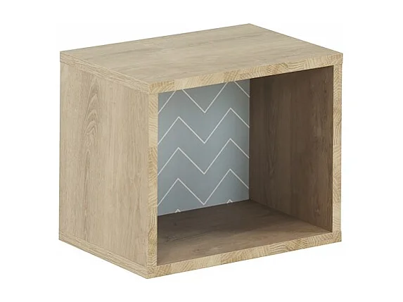 Etagère cube murale réversible décor bois blanc ou bleu - SIDOINE
