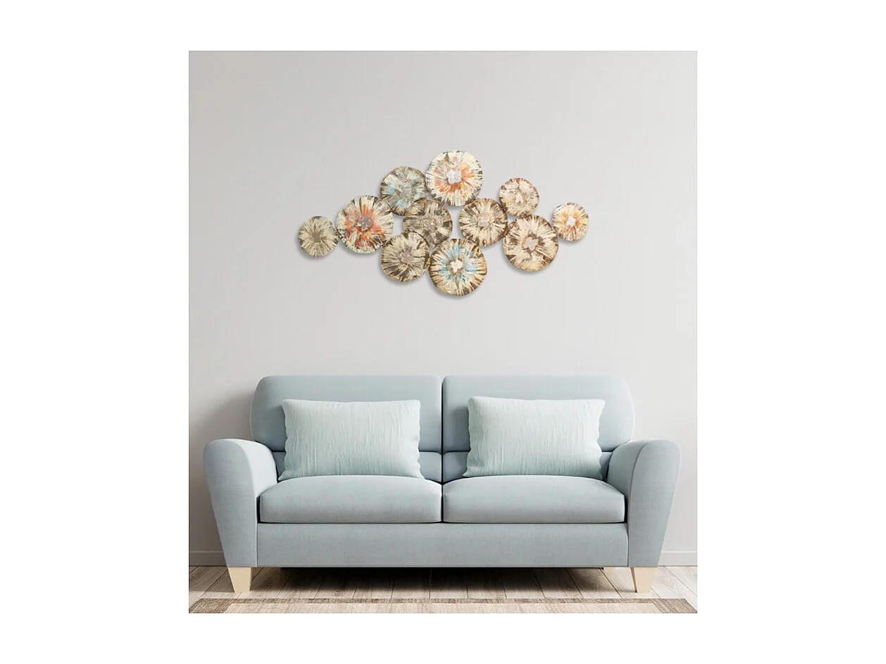 Décoration ronde murale 120x60 cm métal peint florale festive - EYRONA