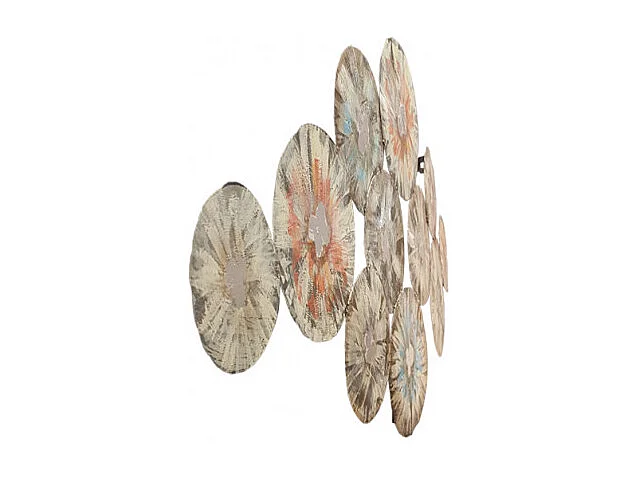 Décoration ronde murale 120x60 cm métal peint florale festive - EYRONA