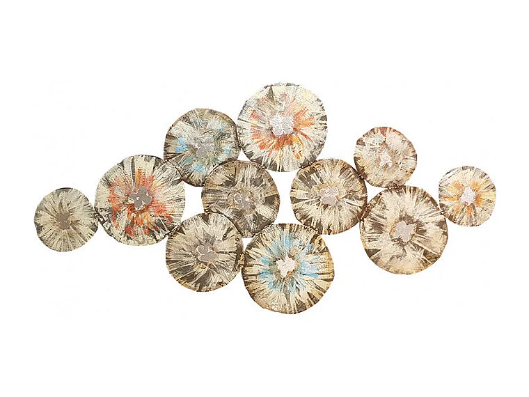 Décoration ronde murale 120x60 cm métal peint florale festive - EYRONA